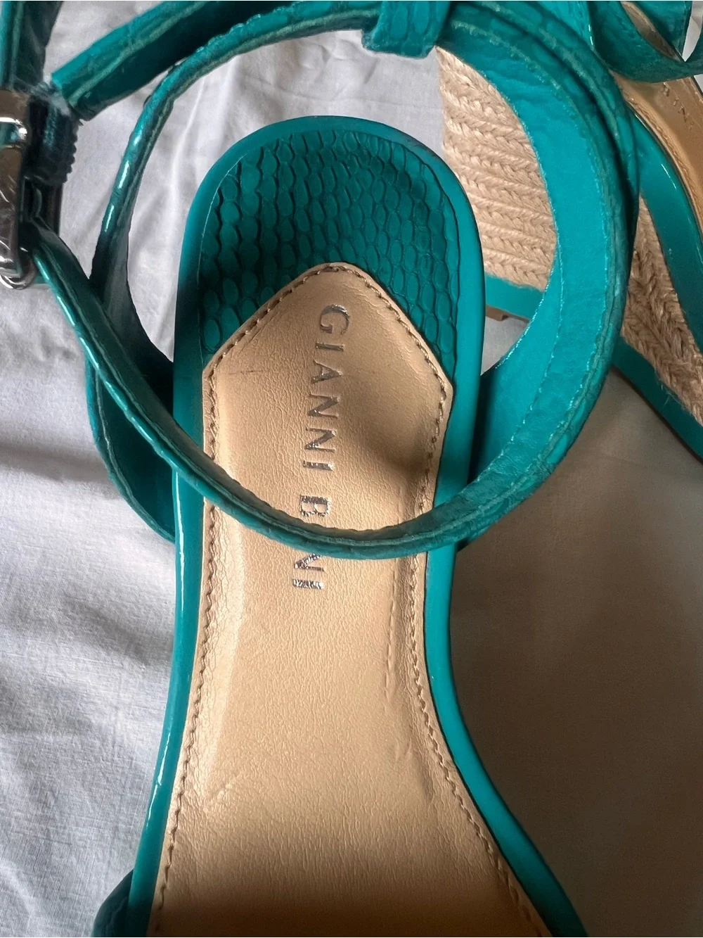 Gianni Bini Teal Wedge Espadrille Sandals